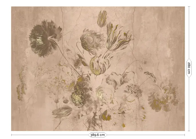 KEK Amsterdam Papier peint Fresco Flowers FU-056 - 389,6x280cm or/nude