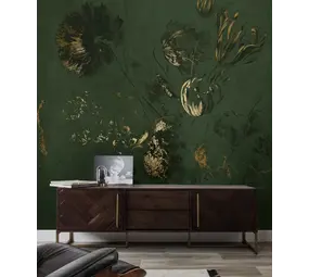 KEK Amsterdam Carta da parati Fresco Flowers FU-057 - 194,8x280cm oro/verde
