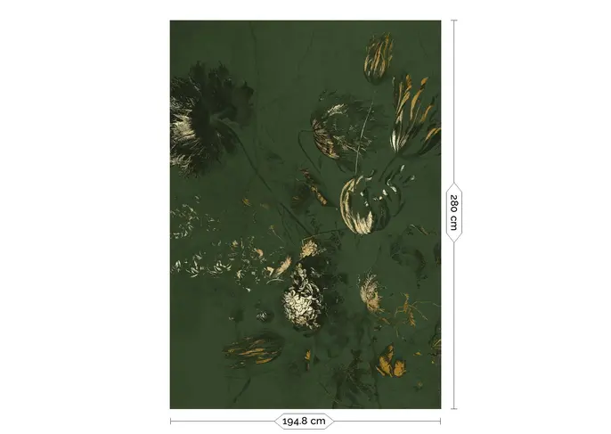 KEK Amsterdam Fresco Flowers tapet FU-057 - 194,8x280cm guld/grøn