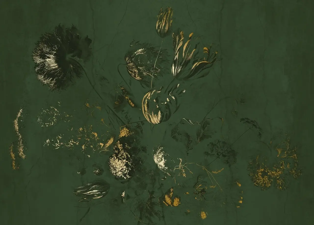 KEK Amsterdam Fresco Flowers Tapete FU-058 - 292,2x280cm gold/grün KEK Amsterdam Fresco Flowers Tapete FU-058 - 292,2x280cm gold/grün