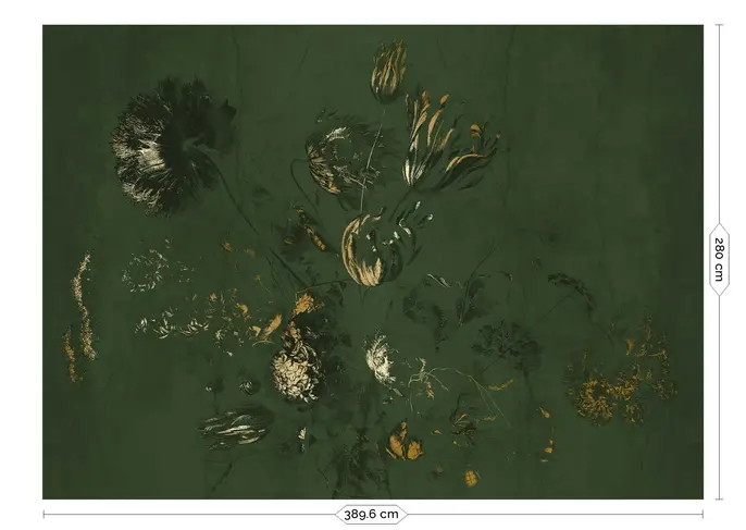 KEK Amsterdam Papier peint Fresco Flowers FU-059 - 389,6x280cm or/vert