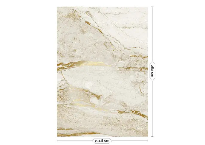 KEK Amsterdam Marmortapete FU-072 - 194,8x280cm gold/weiß