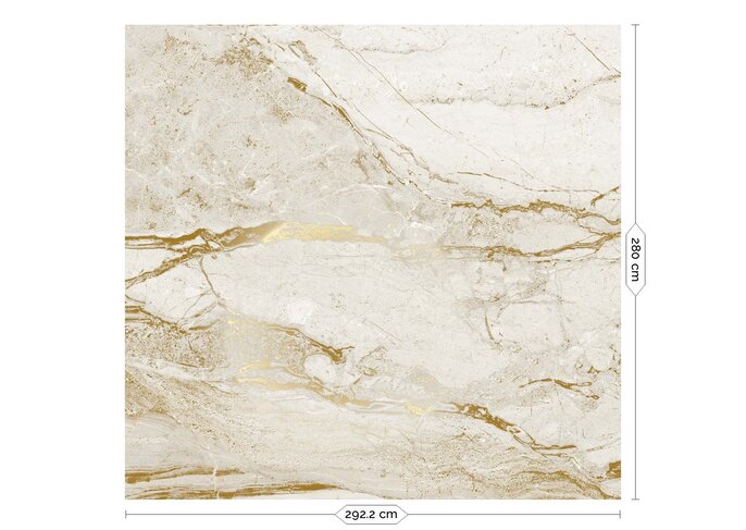 KEK Amsterdam Carta da parati in marmo FU-073 - 292,2x280cm oro/bianco