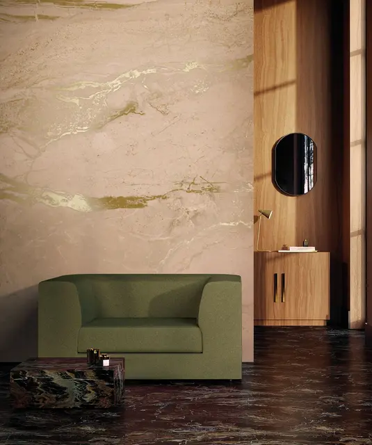 KEK Amsterdam Papel pintado de mármol FU-066 - 194,8x280cm dorado/nude