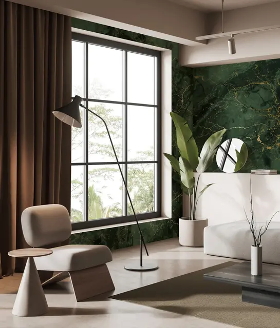 KEK Amsterdam Carta da parati in marmo FU-070 - 292,2x280cm oro/verde