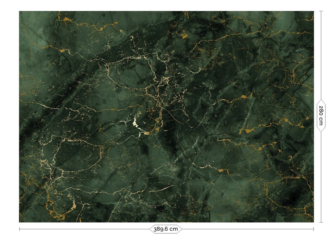 KEK Amsterdam Marmer behang FU-071 - 389,6x280cm goud/groen