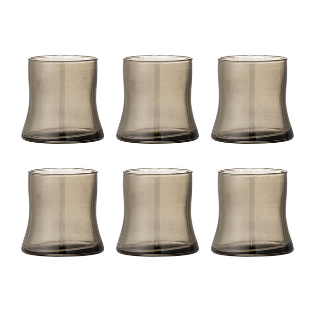 Bloomingville Florentine glazen grijs set van 6 stuks - 82061959