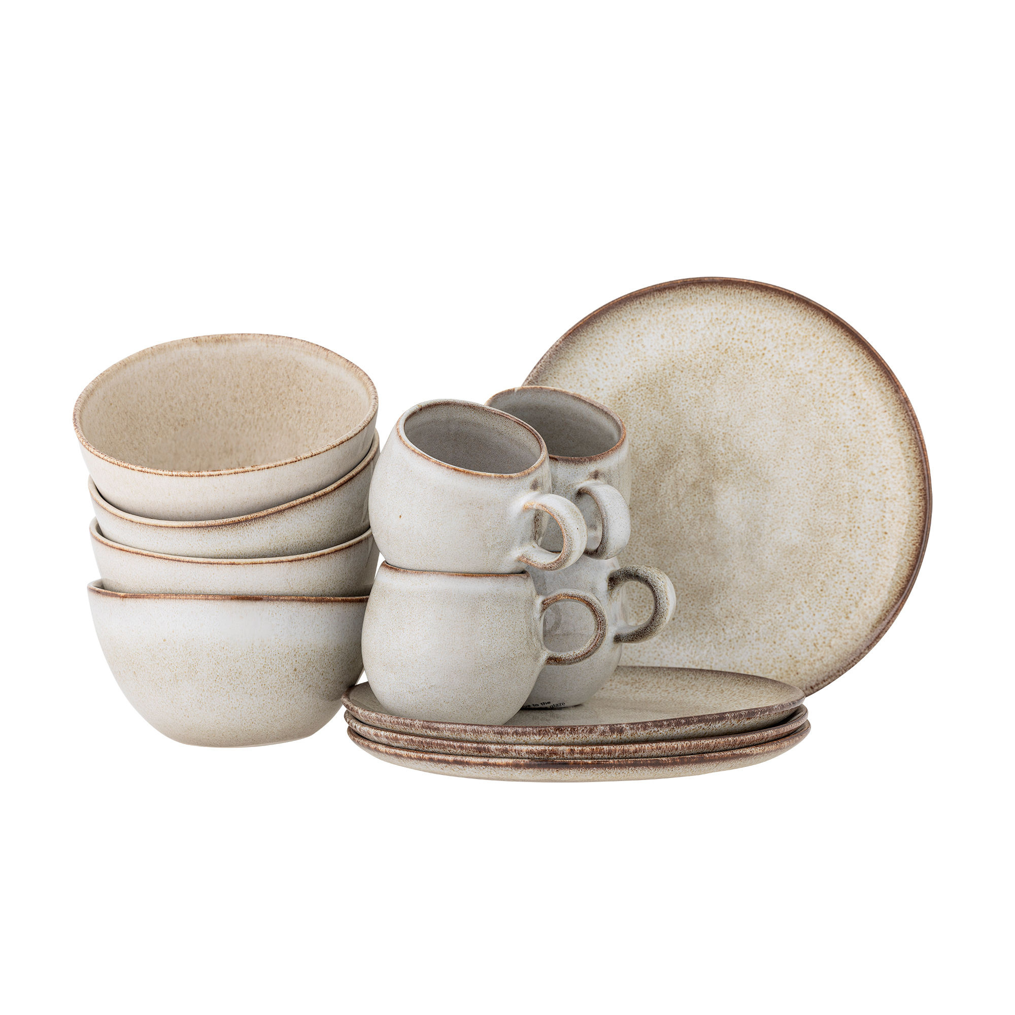 Bloomingville Sandrine ontbijt servies naturel set van 12 stuks - 82068731