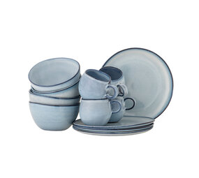 Bloomingville Juego de desayuno Sandrine azul set de 12 piezas Bloomingville Juego de desayuno Sandrine azul set de 12 piezas