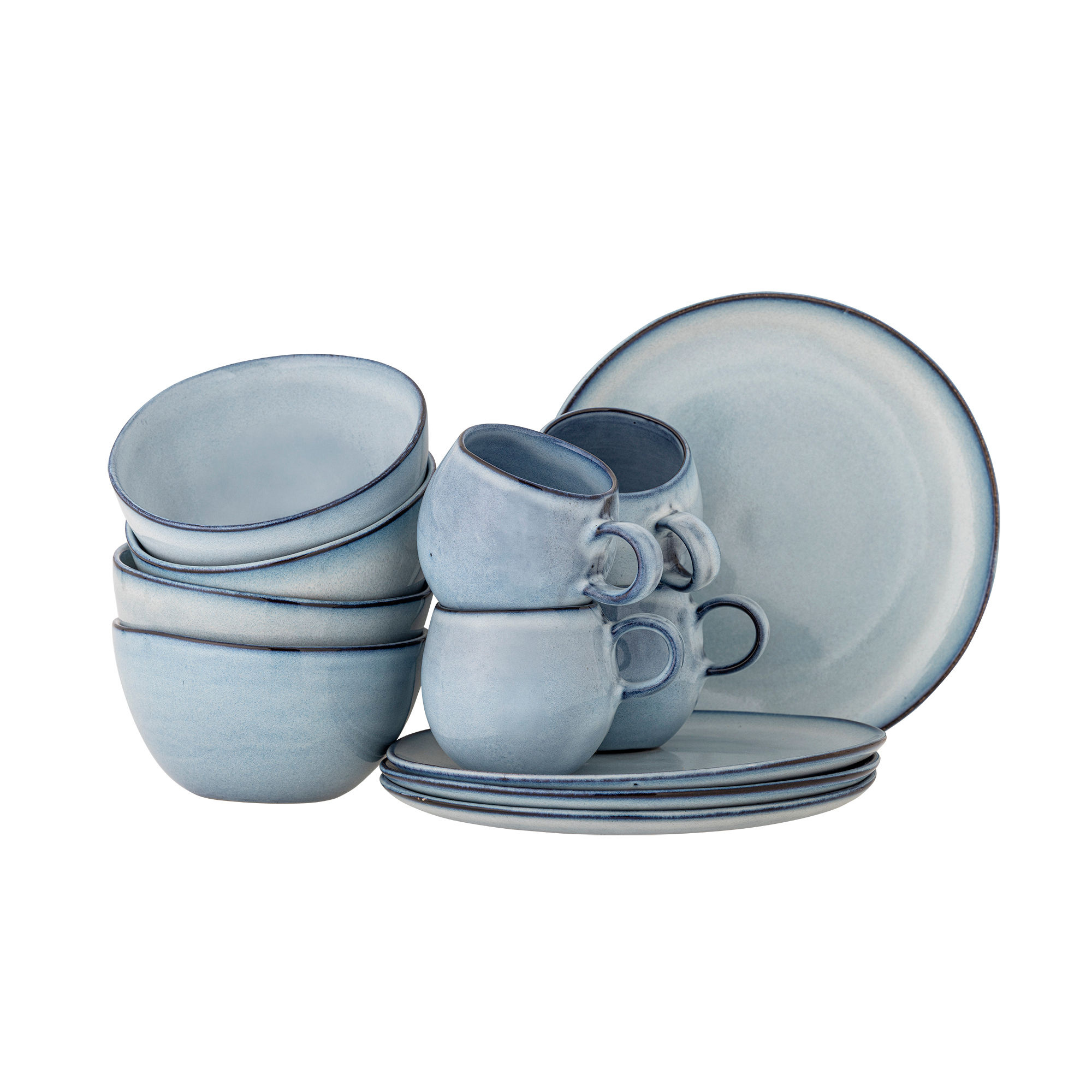 Bloomingville Sandrine ontbijt servies blauw set van 12 stuks - 82068732