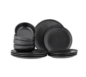 Bloomingville Vajilla Neri negra juego de 12 piezas Bloomingville Vajilla Neri negra juego de 12 piezas