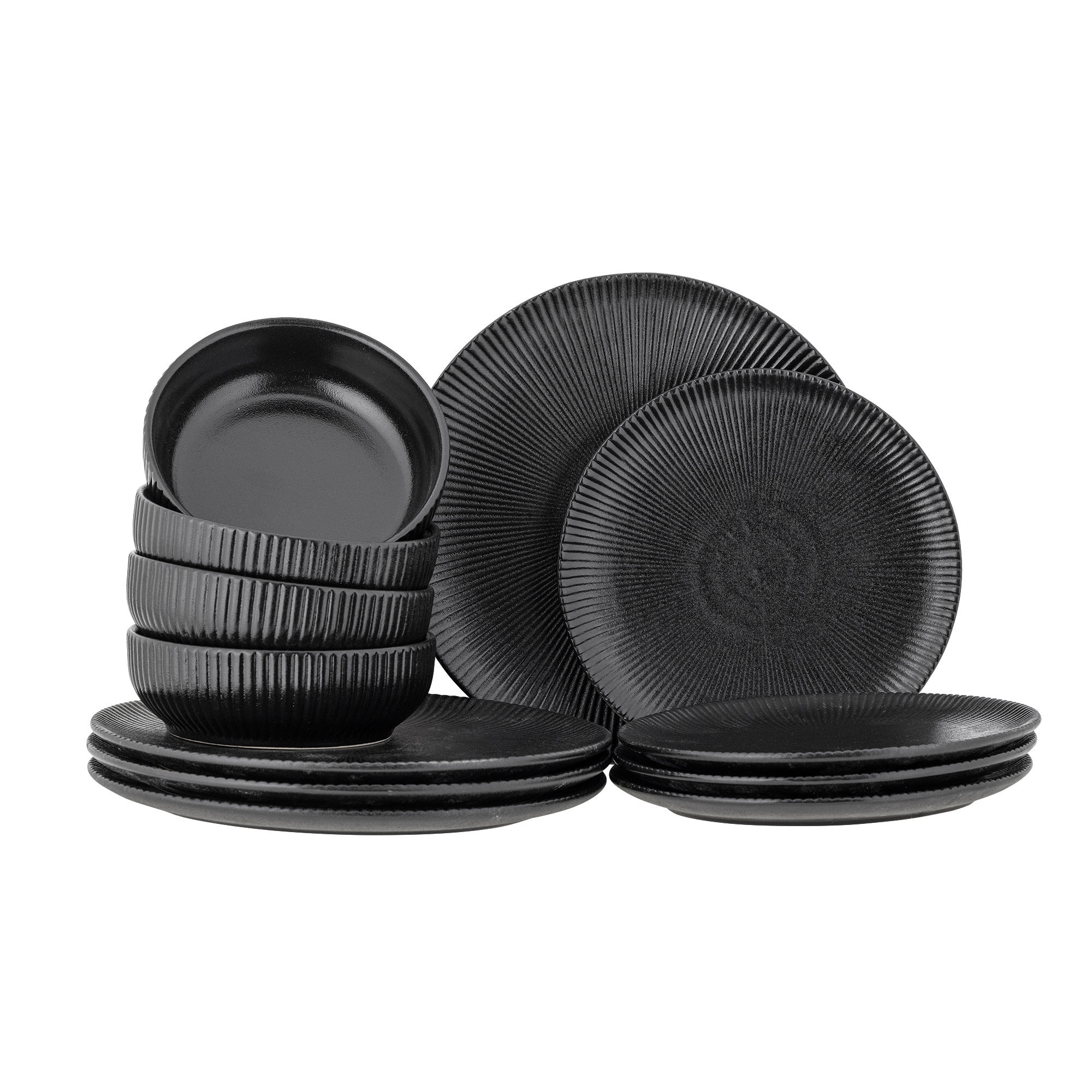 Bloomingville Neri servies zwart set van 12 stuks - 82072666