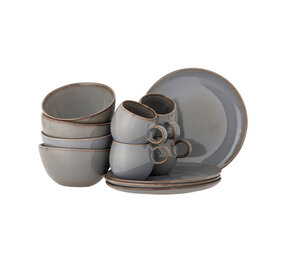 Bloomingville Set colazione Sandrine grigio set da 12 pezzi Bloomingville Set colazione Sandrine grigio set da 12 pezzi