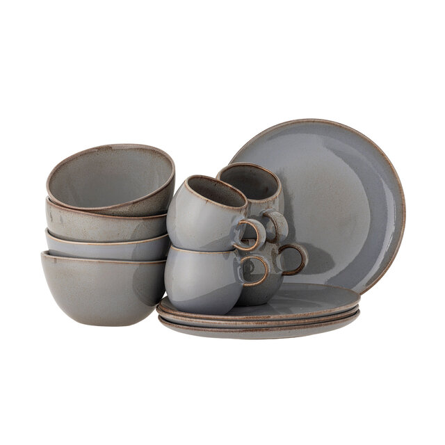 Bloomingville Sandrine Frühstücksset grau 12-teilig - 82068733