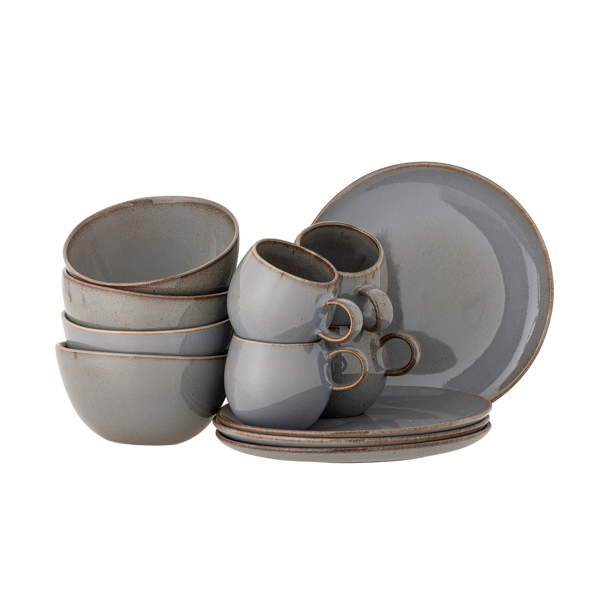 Bloomingville Sandrine ontbijt servies grijs set van 12 stuks - 82068733