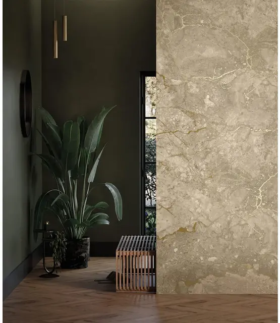 KEK Amsterdam Papel pintado de mármol FU-063 - 194,8x280cm dorado/beige