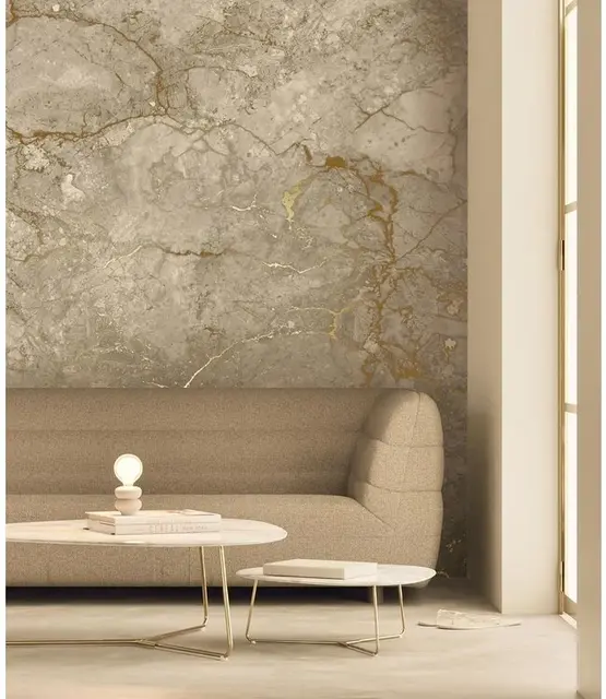 KEK Amsterdam Marmortapet FU-063 - 194,8x280cm guld/beige