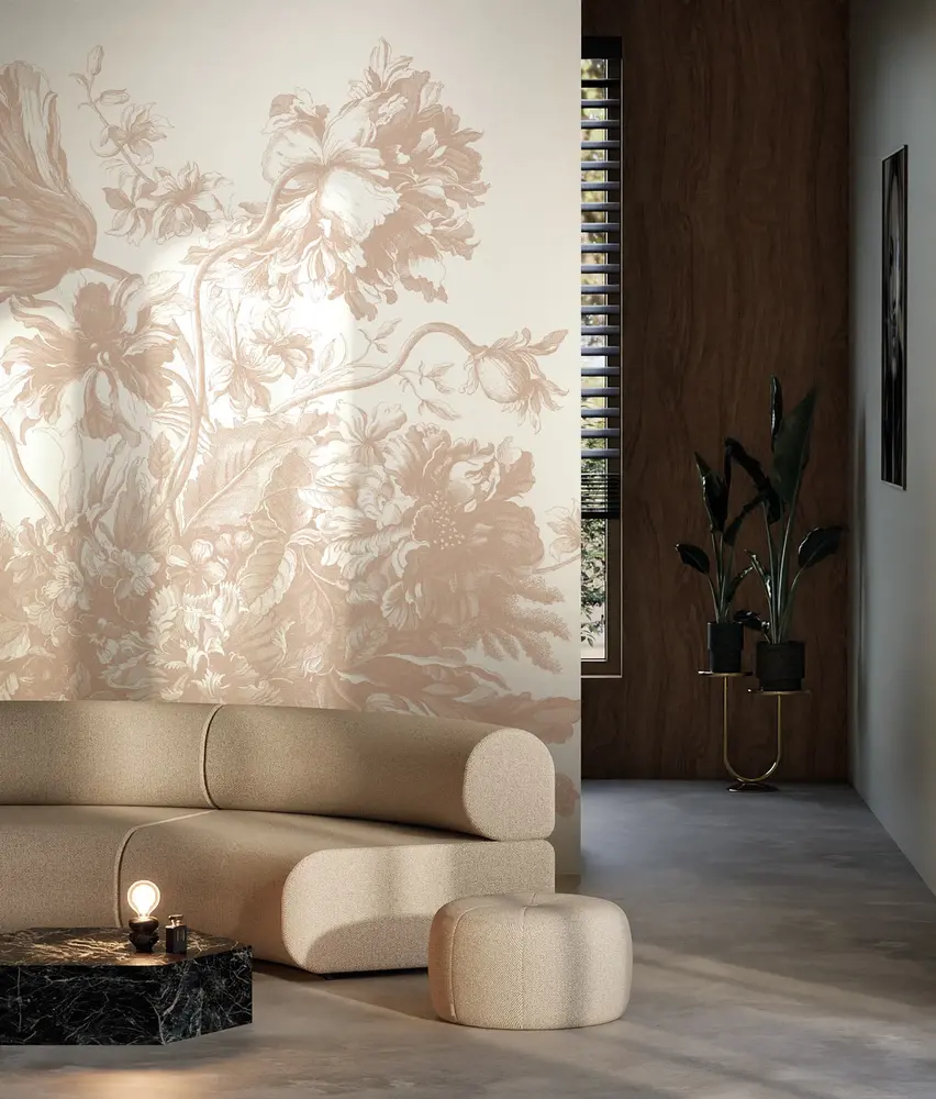 KEK Amsterdam Engraved Flowers wallpaper FU-042 - 194.8x280cm nude