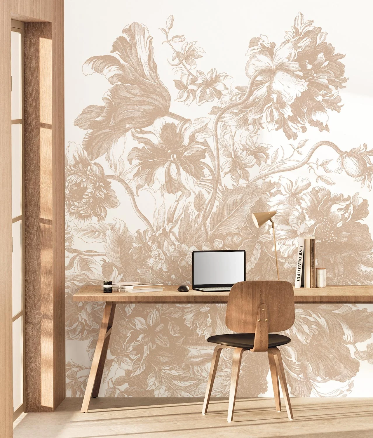 KEK Amsterdam Engraved Flowers behang FU-044 - 389,6x280cm nude