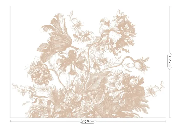 KEK Amsterdam Gravert Blomster tapet FU-044 - 389,6x280cm naken