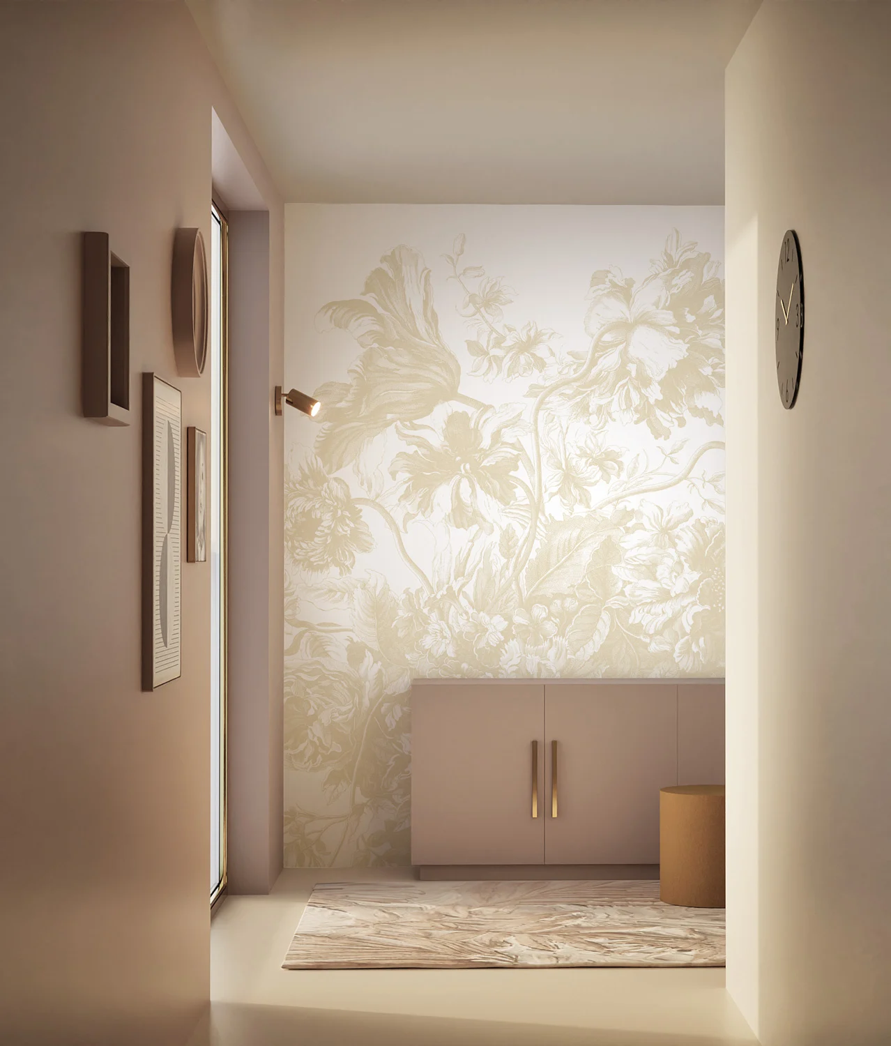 KEK Amsterdam Engraved Flowers behang FU-041 - 389,6x280cm beige