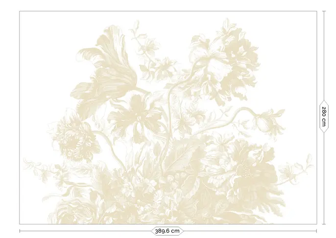 KEK Amsterdam Indgraveret Blomster tapet FU-041 - 389,6x280cm beige