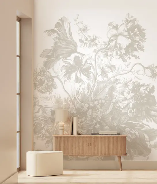 KEK Amsterdam Graverad Blomma tapet FU-049 - 292,2x280cm grå