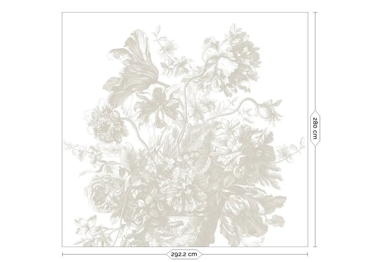 KEK Amsterdam Engraved Flowers behang FU-049 - 292,2x280cm grijs KEK Amsterdam Engraved Flowers behang FU-049 - 292,2x280cm grijs