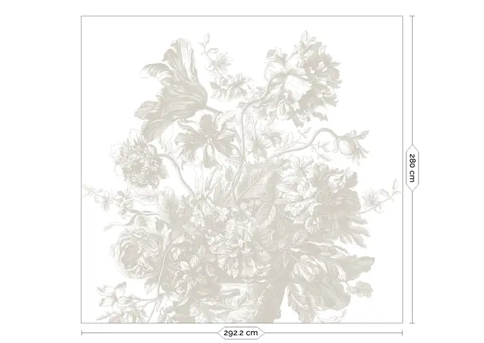 KEK Amsterdam Graverad Blomma tapet FU-049 - 292,2x280cm grå