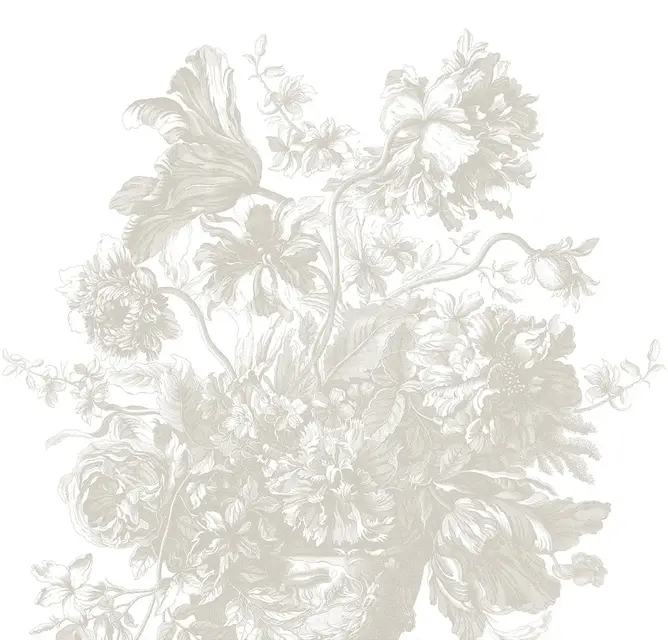 KEK Amsterdam Graverad Blomma tapet FU-049 - 292,2x280cm grå
