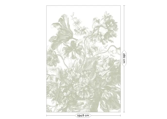 KEK Amsterdam Carta da parati con fiori incisi FU-045 - 194,8x280cm verde