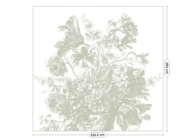 KEK Amsterdam Graverad Blomma tapet FU-046 - 292,2x280cm grön