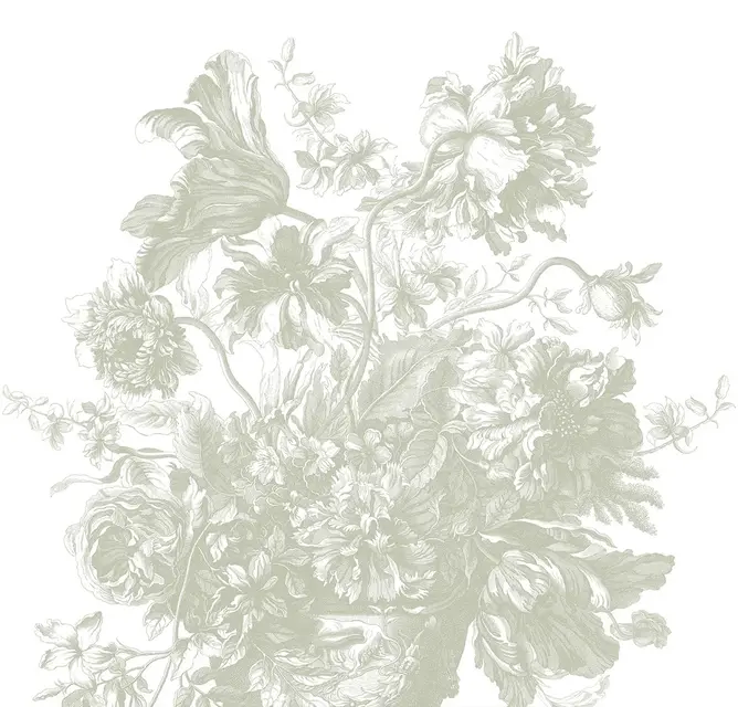 KEK Amsterdam Papier peint Fleurs gravées FU-046 - 292,2x280cm vert
