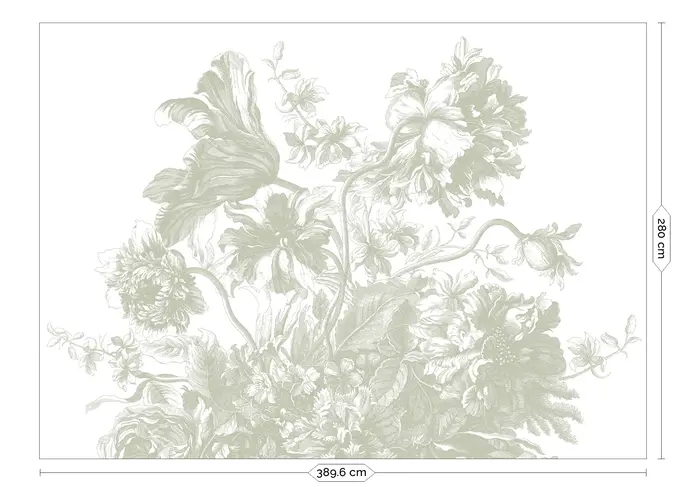 KEK Amsterdam Papier peint Fleurs gravées FU-047 - 389,6x280cm vert