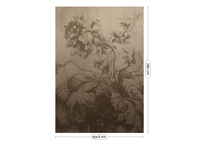 KEK Amsterdam Papier peint Fleurs Dégradées FU-027 - 194,8x280cm beige