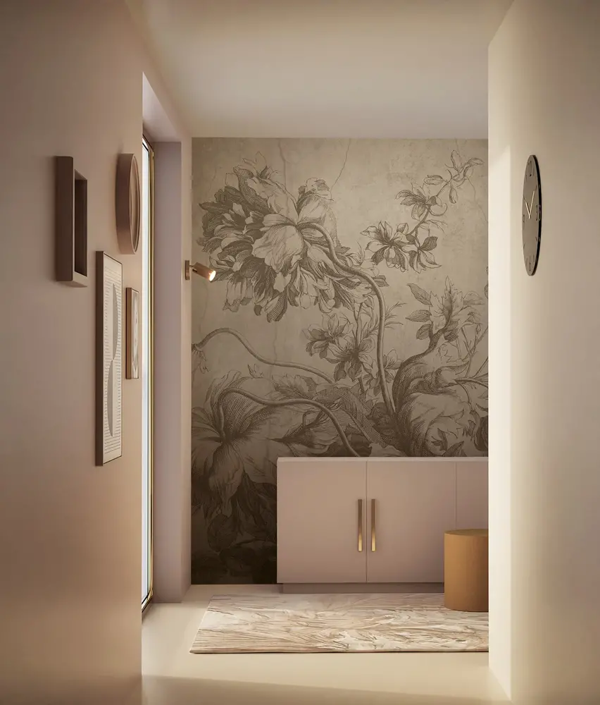 KEK Amsterdam Gradient Flowers wallpaper FU-028 - 292.2x280cm beige