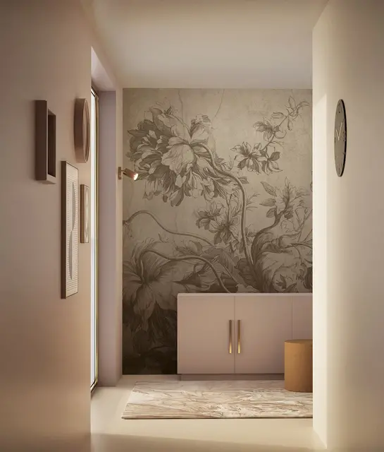 KEK Amsterdam Gradient Flowers behang FU-028 - 292,2x280cm beige