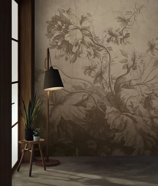 KEK Amsterdam Papier peint Fleurs Dégradées FU-029 - 389,6x280cm beige