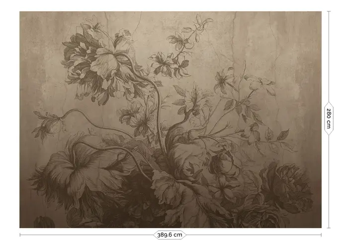 KEK Amsterdam Papier peint Fleurs Dégradées FU-029 - 389,6x280cm beige
