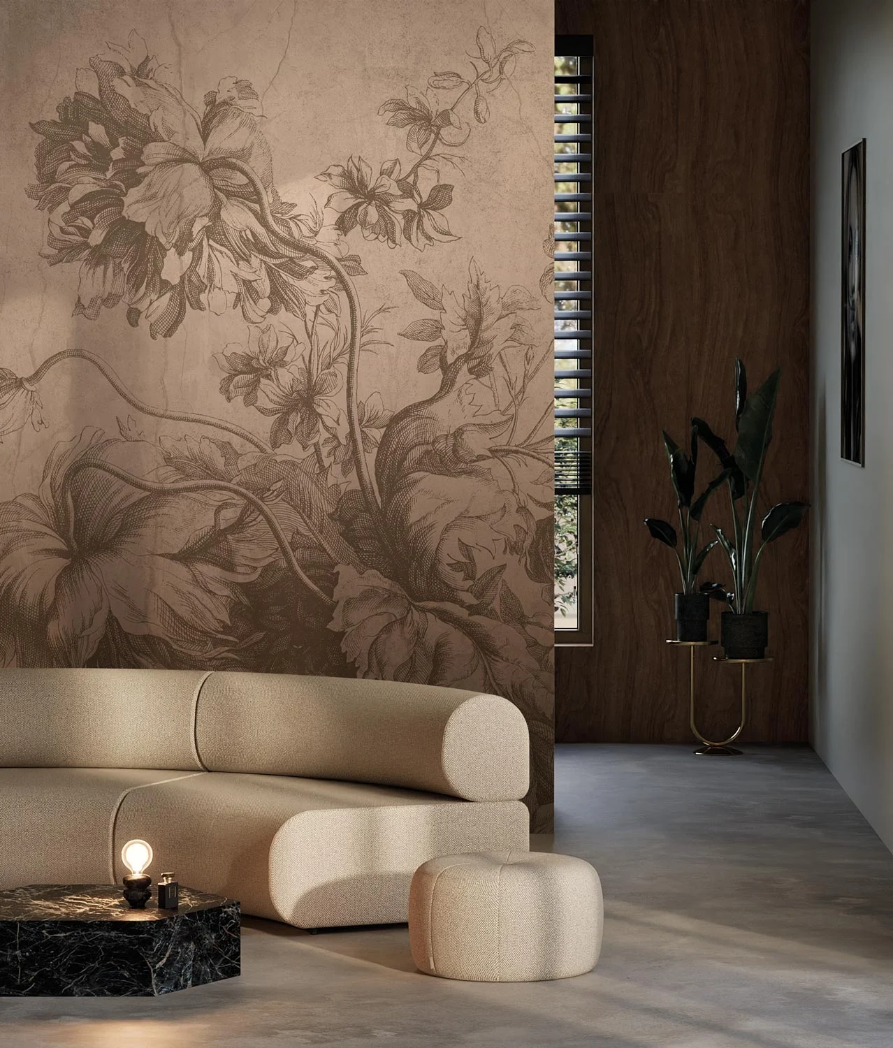 KEK Amsterdam Gradient Flowers behang FU-031 - 292,2x280cm nude
