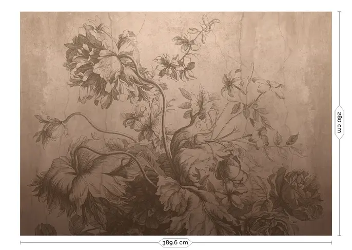 KEK Amsterdam Carta da parati Fiori sfumati FU-032 - 389,6x280cm nudo
