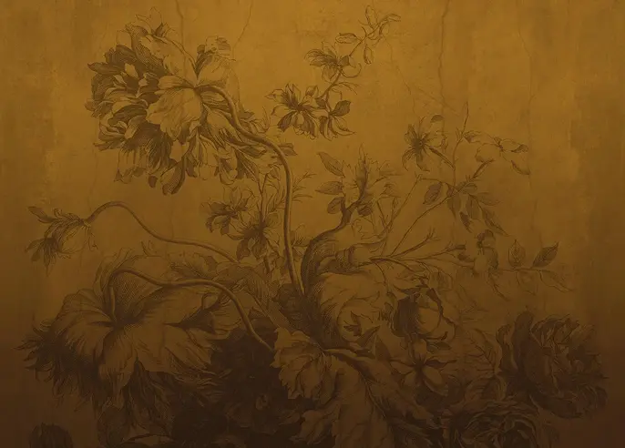 KEK Amsterdam Papier peint Fleurs Dégradées FU-036 - 194,8x280cm ocre
