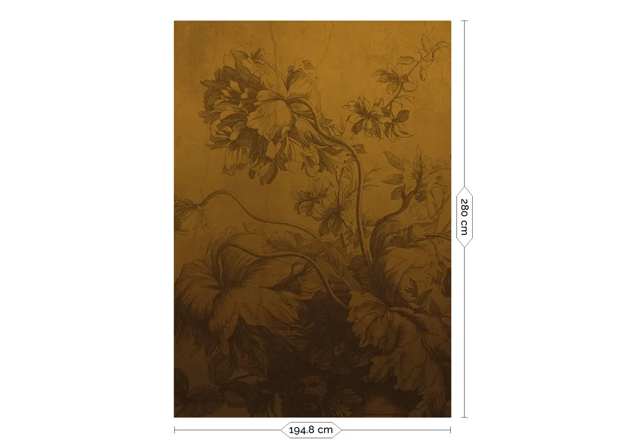 KEK Amsterdam Gradient Flowers tapet FU-036 - 194,8x280cm ockra