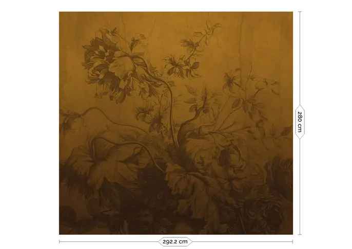 KEK Amsterdam Carta da parati Gradient Flowers FU-037 - 292,2x280cm ocra