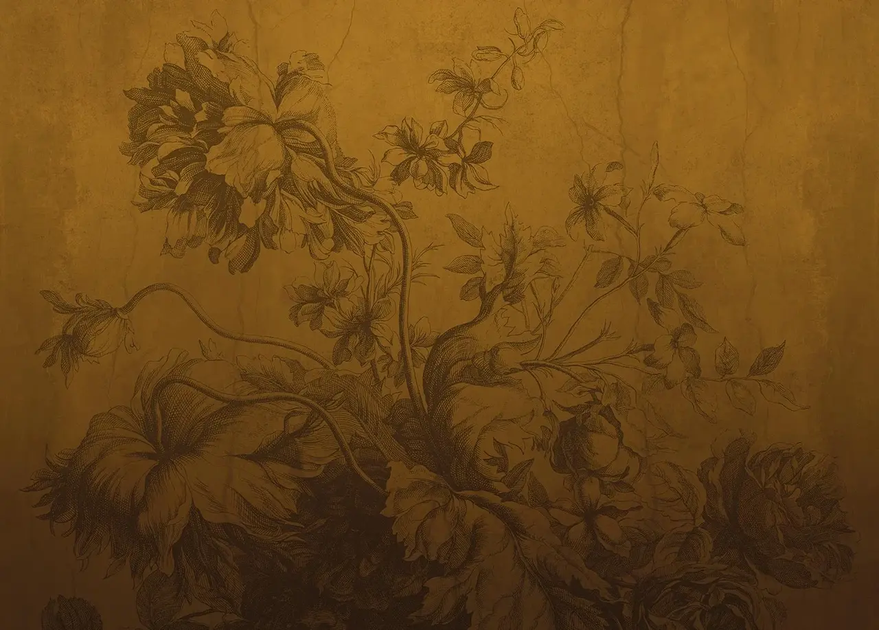 KEK Amsterdam Papel pintado Flores degradadas FU-037 - 292,2x280cm ocre
