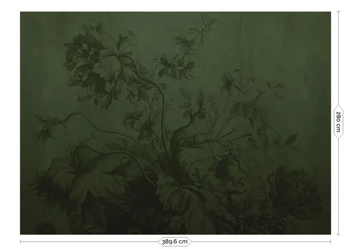 KEK Amsterdam Gradient Flowers wallpaper FU-035 - 389.6x280cm green