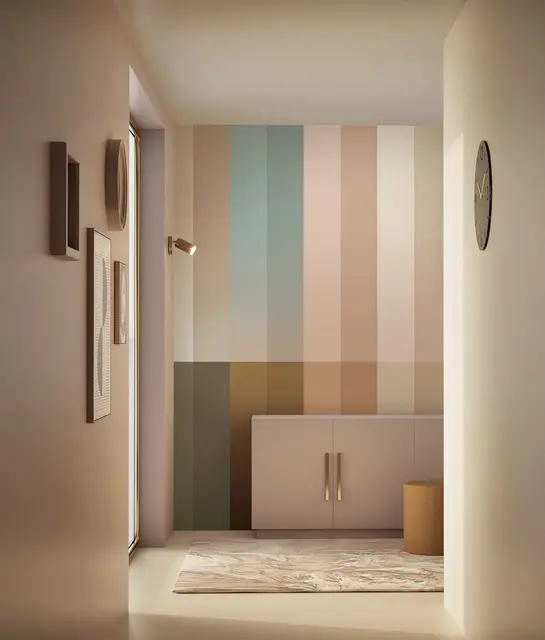 KEK Amsterdam Papier peint à rayures dégradées FU-026 - 389,6 x 280 cm multicolore