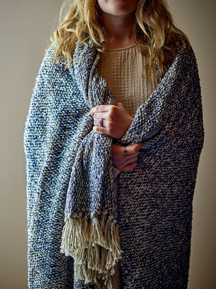 Bloomingville Plaid bleu océan - 82066526 Bloomingville Plaid bleu océan - 82066526