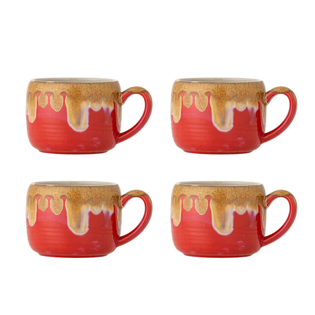 Bloomingville Sheen mokken rood set van 4 stuks - 82072526
