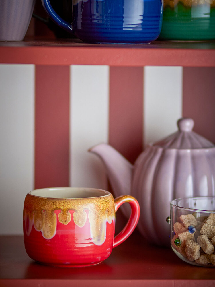 Bloomingville Juego de 4 tazas Sheen rojas - 82072526